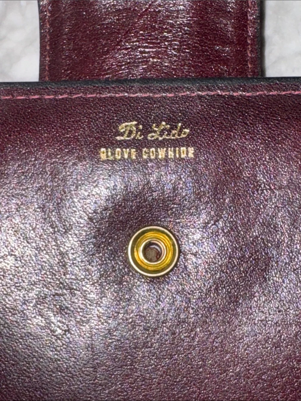 Di Lido Vintage Leather Continental Wallet in Deep Burgundy with Kiss Lock - Picture 4 of 8
